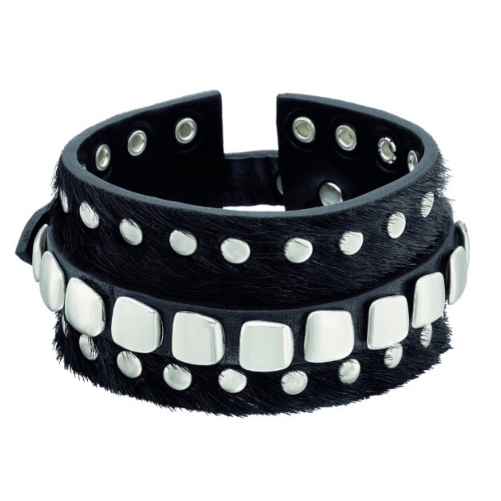 UNOde50 “Tainted” Fur & Silver Studded Bracelet